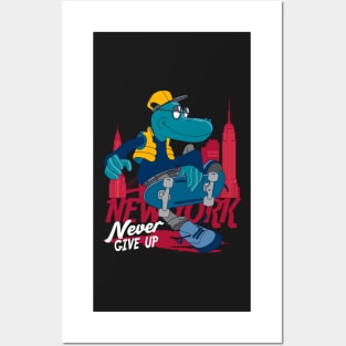 New York Dino Skater Posters and Art